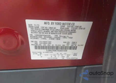 2014 Lincoln Mks from USA, damaged, VIN 1LNHL9DK7EG605430